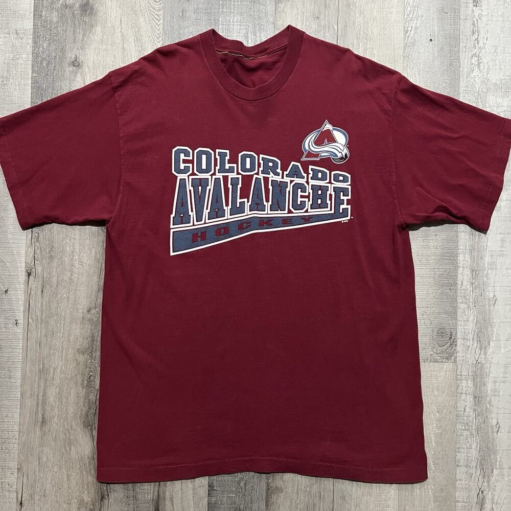 VTG Colorado Avalanche Hockey T Shirt 90s Red NHL Single Stitch Sportswear 2XL